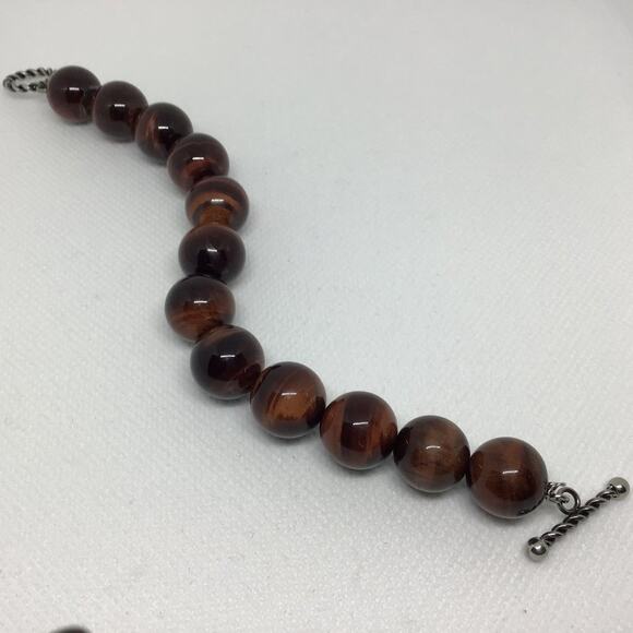 Genuine South African Tiger's Eye Bracelet-Red - Picture 2 of 2